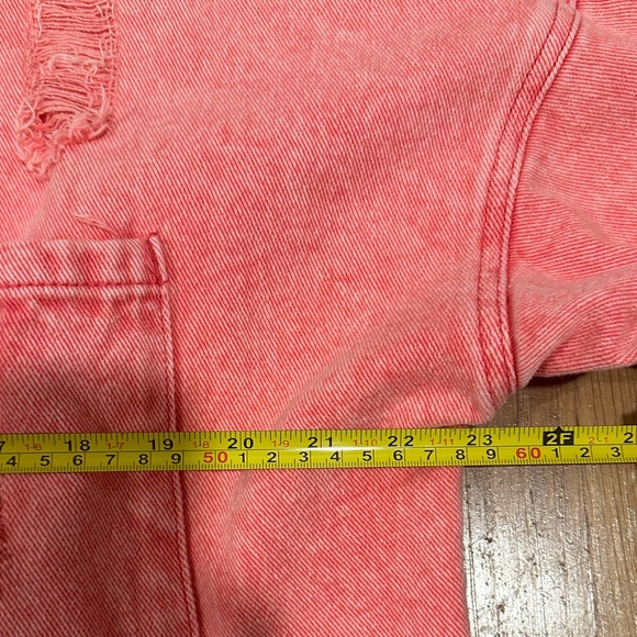 *last chance* Amazon | Frayed Oversized Pink Denim Jacket - Picture 10 of 16
